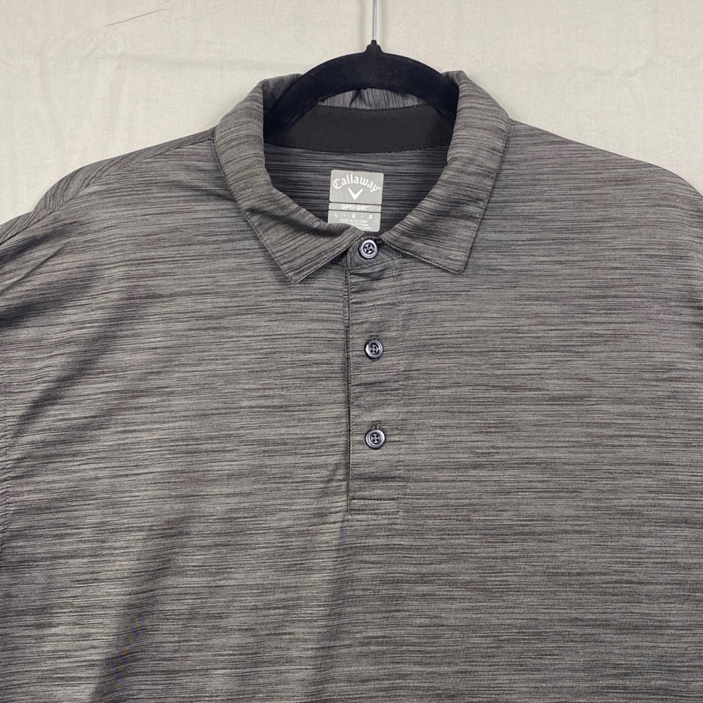 Callaway Opti-Dri Golf Polo Mens Large Gray Space Dye Polyester Stretch Athletic
